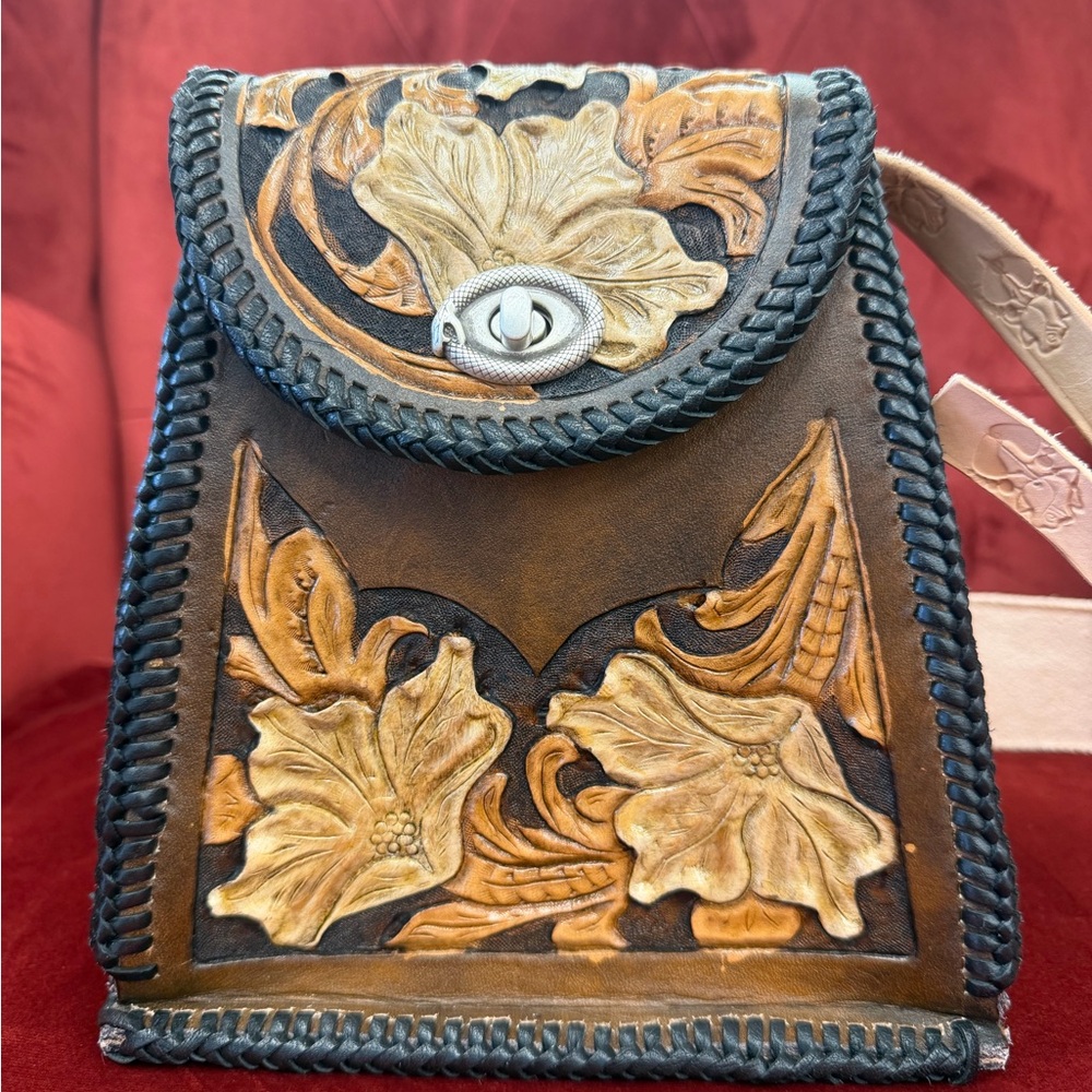 White Patel Handcrafted Floral Genuine Leather Bag By Shaline